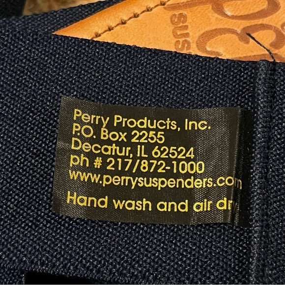 The Original Perry Suspenders Hook on Belt Navy Elastic Adjustable USA Made - Picture 8 of 9